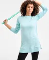 Id Ideology Women's Relaxed French Terry Crewneck Tunic, Macy's Exclusive In Blue