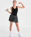 Id Ideology Women's Relaxed Gathered Metallic Skort, Macy's Exclusive In Gray