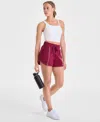 Id Ideology Women's Relaxed High-rise Butter-soft Shorts, Macy's Exclusive In Burgundy