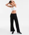 Id Ideology Women's Relaxed High-rise Flare-leg Fleece Pants, Macy's Exclusive In Black