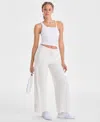 Id Ideology Women's Relaxed High-rise Flare-leg Fleece Pants, Macy's Exclusive In Sand