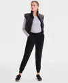 Id Ideology Women's Relaxed High-rise Fleece Joggers, Macy's Exclusive In Black