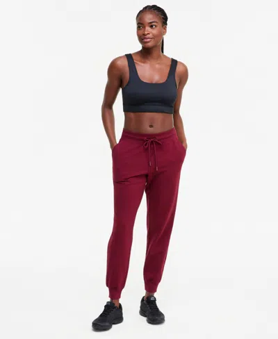 Id Ideology Women's Relaxed High-rise Fleece Joggers, Macy's Exclusive In Dark Rust