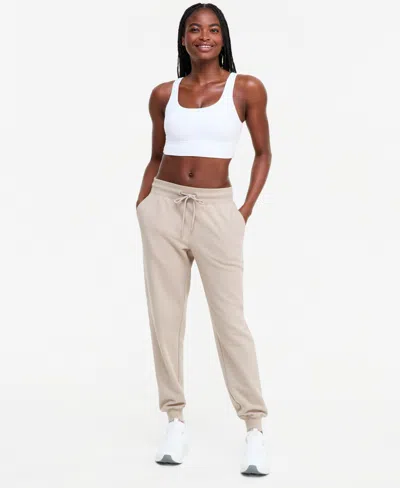 Id Ideology Women's Relaxed High-rise Fleece Joggers, Macy's Exclusive In Sand Dust