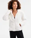 Id Ideology Women's Relaxed Hooded Sherpa Long-sleeve Jacket, Macy's Exclusive In Black