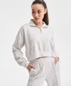 Id Ideology Ideology Womens Quarter Zip Pullover Top Split Hem Sweatpants Exclusively At Macys In Silver Heather