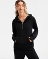Id Ideology Women's Relaxed Quilted Half-zip Hoodie, Macy's Exclusive In Black