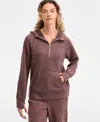 Id Ideology Women's Relaxed Quilted Half-zip Hoodie, Macy's Exclusive In Brown