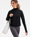Id Ideology Women's Relaxed Quilted Mock-neck Sweater, Macy's Exclusive In Black