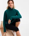 Id Ideology Women's Relaxed Quilted Mock-neck Sweater, Macy's Exclusive In Green