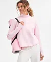 Id Ideology Women's Relaxed Quilted Mock-neck Sweater, Macy's Exclusive In Pink