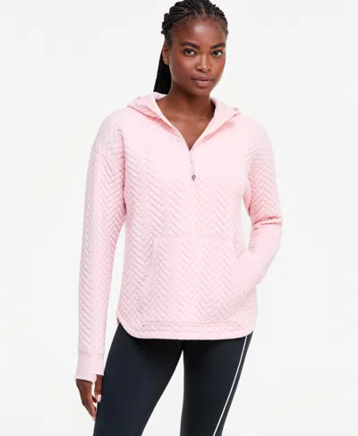 Id Ideology Women's Relaxed Quilted Quarter-zip Hoodie, Created For Macy's In Pink