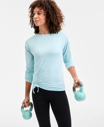 Id Ideology Women's Relaxed Side-ruched Top, Macy's Exclusive In Blue