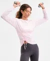 Id Ideology Women's Relaxed Side-ruched Top, Macy's Exclusive In Pink