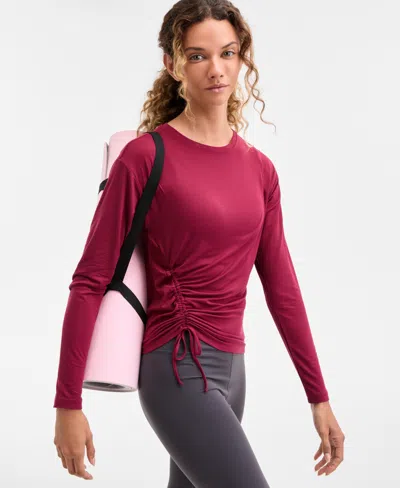 Id Ideology Women's Relaxed Side-ruched Top, Macy's Exclusive In Red