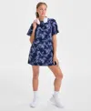 Id Ideology Women's Relaxed Smoky Dye Crewneck T-shirt Dress, Macy's Exclusive In Blue