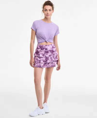 Id Ideology Women's Relaxed Smoky Dye Jersey Flounce Skort, Macy's Exclusive In Multi