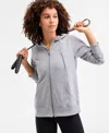 Id Ideology Women's Relaxed Zip-front Long-sleeve Fleece Hoodie, Created For Macy's In Gray
