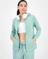 Id Ideology Women's Relaxed Zip-front Long-sleeve Fleece Hoodie, Created For Macy's In Green