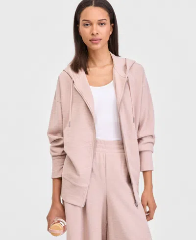 Id Ideology Women's Rib Slub Zip-front Hooded Sweatshirt, Macy's Exclusive