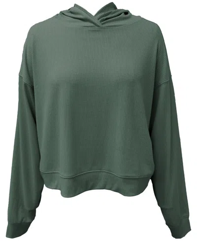 Id Ideology Women's Ribbed Drop-shoulder Hoodie, Created For Macy's In Dusty Sage