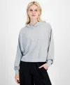 Id Ideology Women's Ribbed Drop-shoulder Hoodie, Created For Macy's In Grey Heather