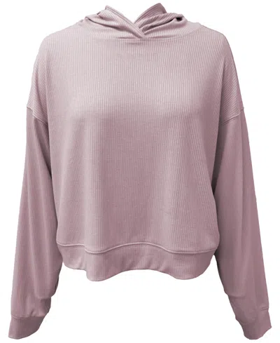 Id Ideology Women's Ribbed Drop-shoulder Hoodie, Created For Macy's In Pink Rose