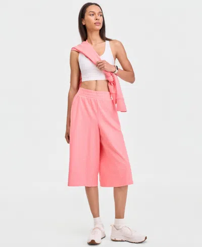 Id Ideology Women's Ribbed Wide-leg Cropped Pull-on Pants, Macy's Exclusive In Pink