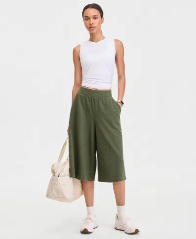 Id Ideology Women's Ribbed Wide-leg Cropped Pull-on Pants, Macy's Exclusive In White