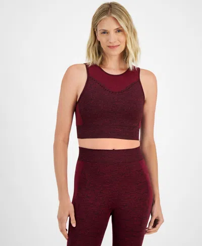 Id Ideology Women's Seamless Sport Bra, Created By Macy's In Ruby Slippers,deep Black