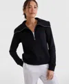 Id Ideology Women's Shawl-collar Quarter-zip Knit Top, Exclusively At Macy's In Deep Black