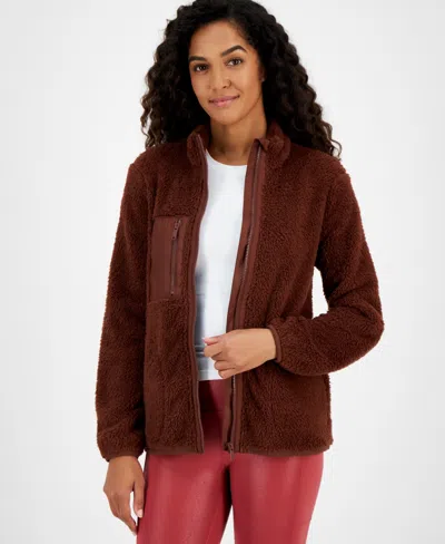 Id Ideology Women's Sherpa Jacket, Created For Macy's In Deep Burgu