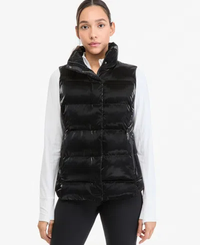 Id Ideology Women's Shine Quilted Insulated Puffer Vest, Macy's Exclusive In Black Shine