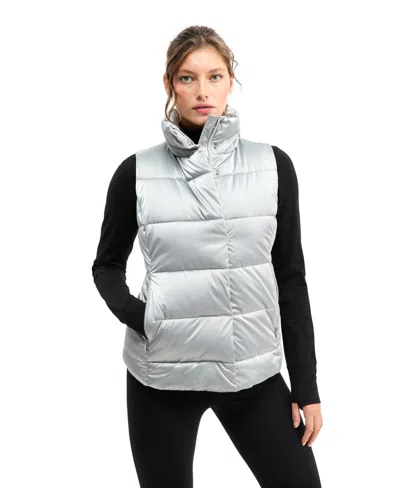 Id Ideology Women's Shine Quilted Insulated Puffer Vest, Macy's Exclusive In Silver Shi