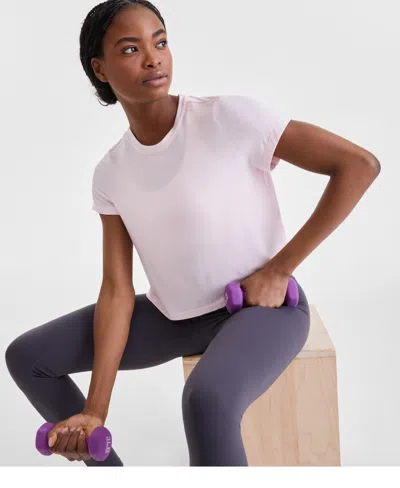 Id Ideology Women's Short-sleeve Crewneck Knit T-shirt, Exclusively At Macy's In Light Berry