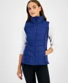 Id Ideology Women's Sleeveless Zip-front Puffer Vest, Created For Macy's In Tartan Blue