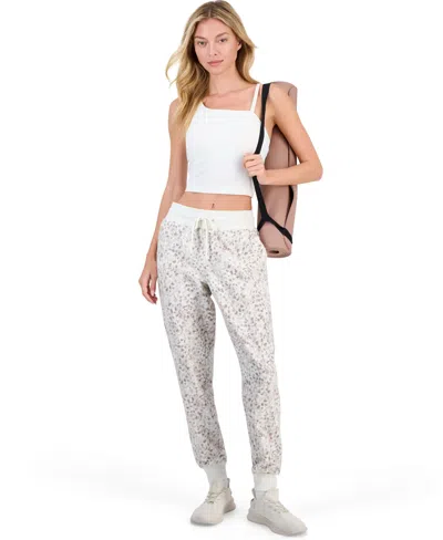 Id Ideology Women's Soft Paw Animal-print Fleece Drawstring Joggers, Macy's Exclusive In White