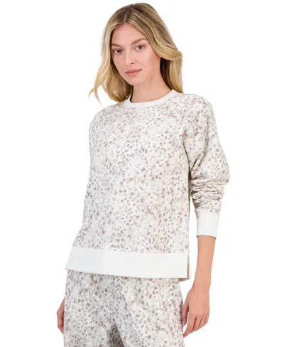 Id Ideology Women's Soft Paw Animal-print Long-sleeve Fleece Crewneck Pullover, Macy's Exclusive In White