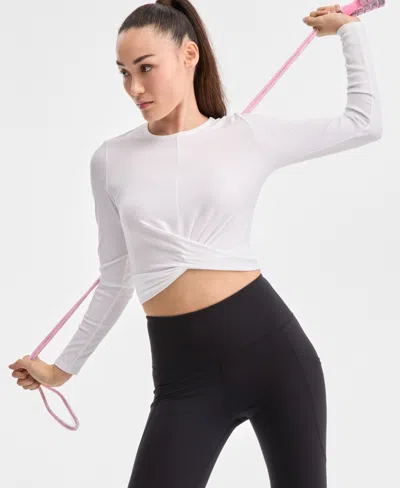 Id Ideology Women's Soft Rib Long-sleeve Top, Exclusively At Macy's In Bright Whi