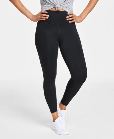 Id Ideology Women's Compression High-waist Side-pocket 7/8 Length Leggings, Created For Macy's In Deep Black