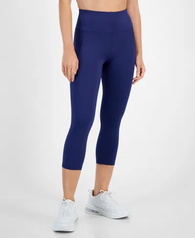 Id Ideology Women's Solid Cropped Leggings, Created For Macy's In Tartan Blue
