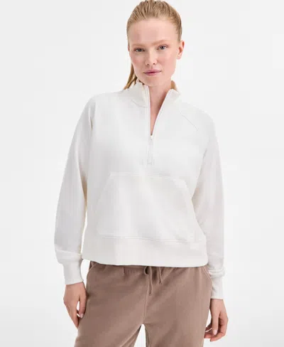 Id Ideology Women's Solid Fleece Quarter-zip Sweatshirt, Macy's Exclusive In White