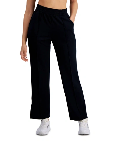 Id Ideology Women's Straight-leg Pull-on Pants, Created For Macy's In Deep Black
