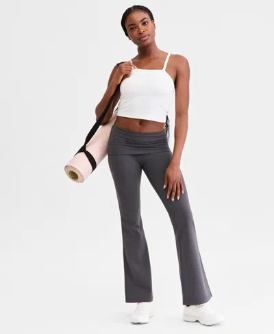 Id Ideology Women's Studio Foldover Waist Flare Leggings, Macy's Exclusive In Gray