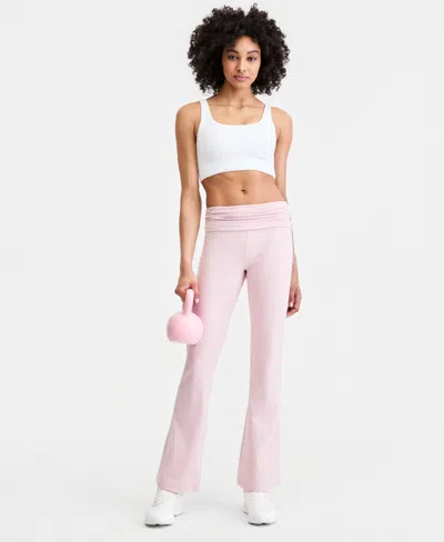 Id Ideology Women's Studio Foldover Waist Flare Leggings, Macy's Exclusive In Pink