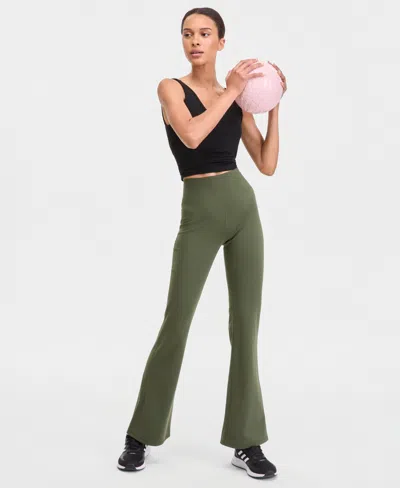 Id Ideology Women's Studio High Rise Flare Leggings Tall, Macy's Exclusive In Green