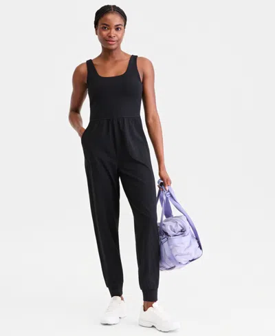 Id Ideology Women's Studio Jogger Jumpsuit, Macy's Exclusive In Black