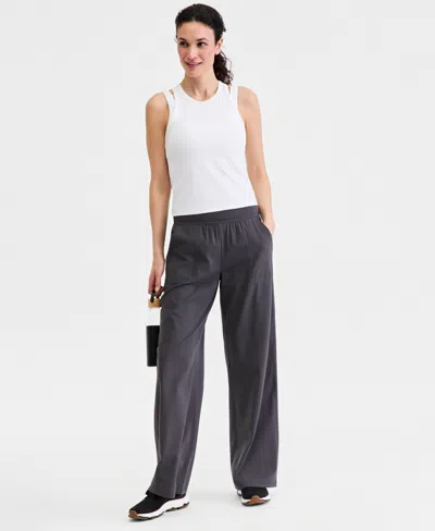 Id Ideology Women's Studio Wide Leg Pants, Macy's Exclusive In Gray