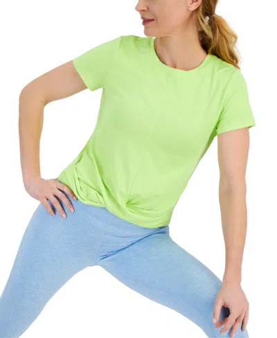 Id Ideology Women's Twist-front Performance T-shirt, Created For Macy's In Acid Lime