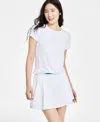 Id Ideology Women's Twist-front Performance T-shirt, Created For Macy's In Bright White